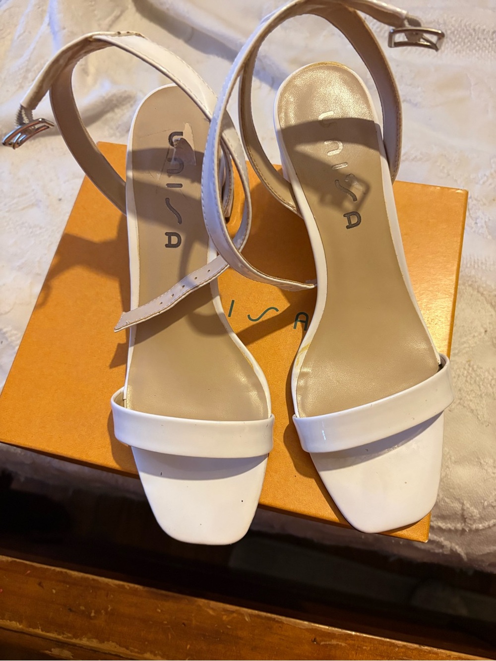 Unisa White Strappy Block Heel Sandals